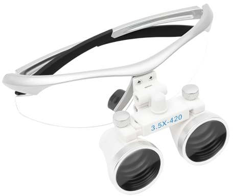 Dental Lupenbrille mit LED Kopflicht 3.5X Vergrößerung 420mm Arbeitsabstand Zahnarzt Lupe Wiederaufladbar NI-Legierung oder Titan 52g