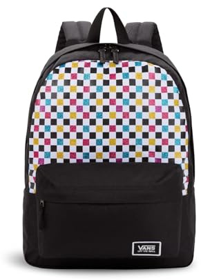 Vans Mochila unisex a cuadros con purpurina para mujer y niña, color negro