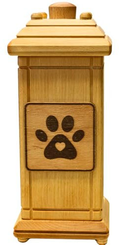 Urna de animales elegante y sencilla para perros, urna andina para perros, cenizas para perros, caja de recuerdos, urna de madera grande, urna de madera de haya maciza, 12 x 12 x 30 cm.