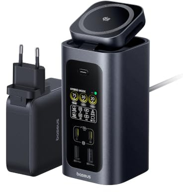 Baseus Spacemate RD1 Pro 15 in 1 Docking Station 2 Monitor per Window | Alimentatore GaN 180W, Uscita 160W 4 Dispositivi, 25W Qi2.2 Wireless, Display Intelligente, HDMI 4K@120Hz , 10Gbps USB-C/A