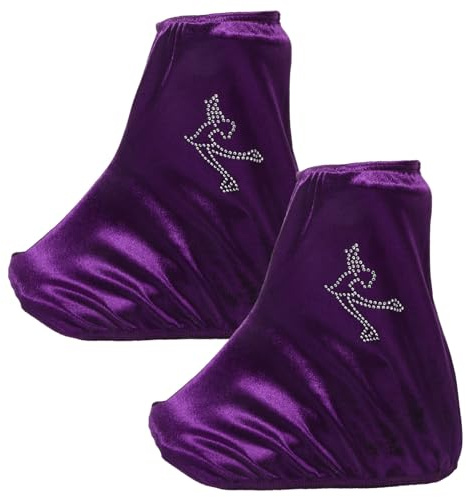 MERRYHAPY Copriscarpe per Pattini a Rotelle Viola, Coperture Elastiche in Poliestere, Protezioni Portatili per Pattinaggio Artistico Unisex, 1 Paio per Allenamento e Gare