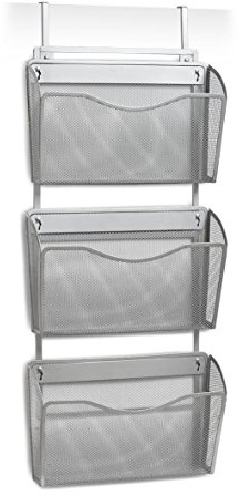 Zeller Wand/Tür-Magazinhalter, Mesh, Metall, grau, 35.5x9x85.5 cm, 17755