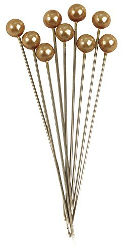Rayher Hobby 2115906 Perl-Kopfstecknadel, 64 und 6 mm, SB-Box 25 Stück, Gold