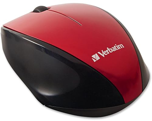 Verbatim 97995 Wireless Multi-Trac Mouse 2.4GHz with Nano Receiver - Ergonomic, Blue LED, Portable Mouse for Mac and Windows - Red