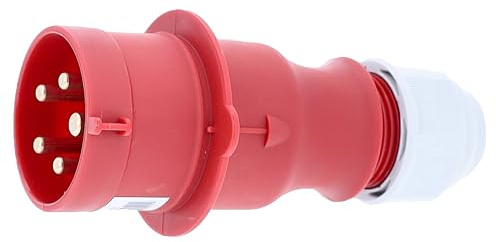 as - Schwabe spina CEE 400V/32A/5-poli - Spina di alimentazione con terminali a vite - Spina resistente agli urti - Scarico della trazione - Protezione dagli spruzzi IP44 - Made in Germany, 61422