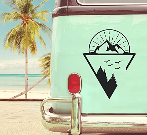 Berge Geometrisch Aufkleber Sticker Decal Vinyl für Camper, Wohnmobil, Wohnwagen, Auto, Motorrad, Koffer, Fahrrad, Notebook und mehr