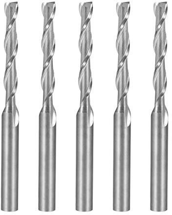 sourcingmap Frässtifte mit flacher Spitze, 2,5 mm x 17 mm, Hartmetall, CNC-Fräser, 2 Nuten, für Acryl, PVC, MDF, Hartholz, 5 Stück
