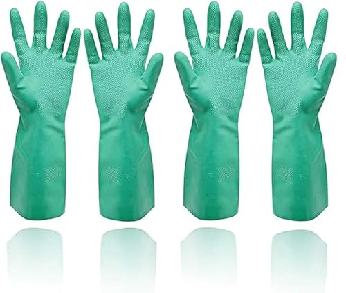 Gayisic Latex Gloves, Nitrile Cleaning Gloves Reusable, Household, Kitchen, Dishwashing Heavy Duty Gloves,Resistant to Oil, Acid, Alkali and Solvent (Small-2pack)