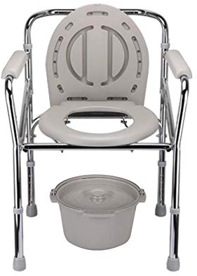 Fahrbarer Toilettenstuhl Nachtstuhl,Toilettenstuhl,Höhenverstellbarmit Töpfchen Ausgestattet,Sichere Arbeitslast 100 kg (220.4lbs)