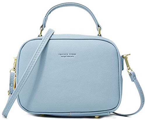 WANYIG Handy Umhängetasche Damen PU Leder Schultertasche Klein Reißverschluss Handtasche Crossbody Bag Frauen Brieftasche Cross-body Tasche(Blau)
