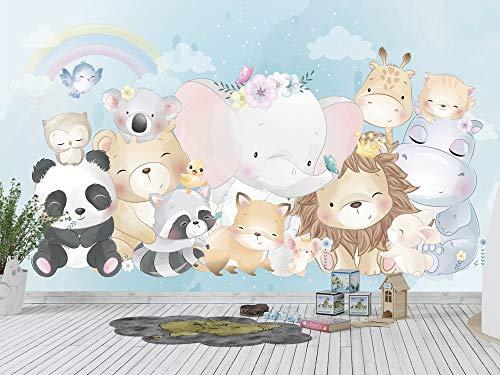Oedim Fotomural Infantil Vinilo para Pared Animales Felices | Mural | Fotomural Infantil Vinilo Decorativo |500 x 300 cm | Decoración comedores, Salones, Habitaciones