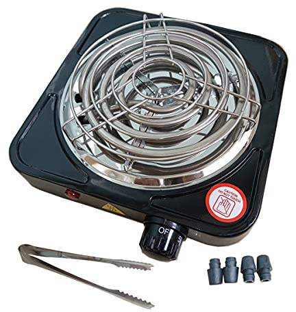 KitaBulb Electric Charcoal Burner 1500W Black Hot Plate for Coconut Coal Coffee/Tea/Milk- include Grid and Tongs