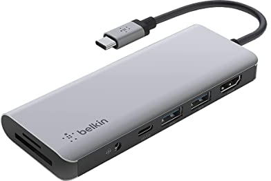 Belkin USB-C Hub - 7 Port Docking Station Port Replicator Charging USB-C 100 W, RJ-45 and HDMI