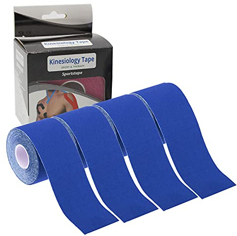 4 Roll Kinesiology Tape 5m Extra Sticky Kinesiology Tape Elastic Muscle Support Tape Waterproof Athletic Physio Muscles Strips Breathable for Exercise, Sports & Injury Recovery