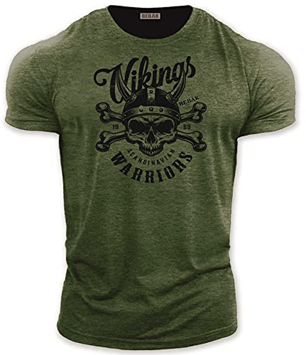 bebak Mens Gym T Shirt | Viking Warrior | Gym Clothes for Men | Arnold Bodybuilding T Shirt | Ideal for MMA Strongman Crossfit
