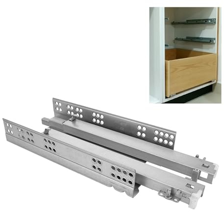 Amig - Juego de 2 guías Correderas Mod.41 de Acero Zincado para Cajones de Muebles, Cajoneras o Armarios - De Extracción Total con Autocierre - Resistencia de carga: 25 Kg/Par - Medidas: 350 mm