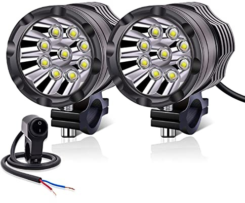 YnGia 2PCS Fari fendinebbia a LED universali con interruttore impermeabile, faretti bianchi per moto DRL Luci di guida Fari a LED per moto, bici, scooter, ATV, camion, auto, barca