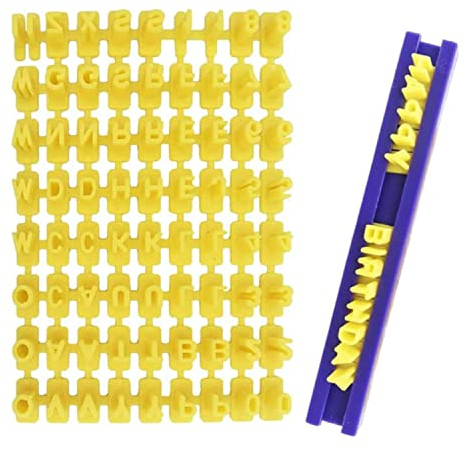 Set di francobolli per Biscotti,72 Lettere Pasta di Zucchero Timbro per Biscotti con Lettere dell'alfabeto stampini per Biscotti Biscotti goffratura Strumenti per Decorare Biscotti Torte fondenti