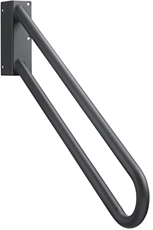 Hold Tight Handrails Steel Jamb-Mount Handrail - Heavy Duty Stair Railing for Decks, Porch, Mobile Homes, Short Stairway - Weatherproof & Non-Slip Powder Coated Finish - [Right Handed], [32], [Black]