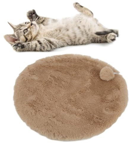 Katzenbetten für Hauskatzen, 4 cm/1,6 Zoll Dicke Kätzchen Runde Bett Haustier Welpen Schlafmatte Waschbares Hundekissen mit Anti-Rutsch Boden, Hundebett Weiches Matten Spielball Hundematte für Kiste