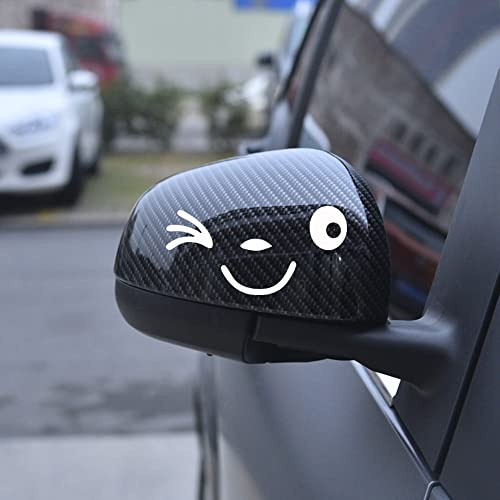 Autosticker für Seitenspiegel lustiges Wink-Gesicht - Easy Smile Deko-Aufkleber Auto Styling – Haftbar, langlebig & kinderleicht anzubringen (12x10.4cm, 2Stück)