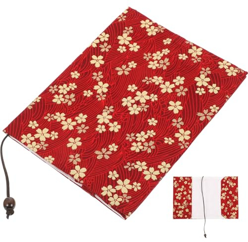 Operitacx Buch Floral Sleeve Book Covers Book Protector Book Pouch Fabric Book Cover Protector for Hardcover Paperback Notebook Journal Decor Book Lovers Washable Red