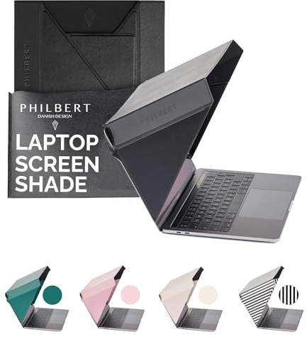 Philbert Design - St. Tropez Slim Hood für 12/13/14″ Laptops.Sonnenblende/Privatsphäre, hitzebeständig, Blendreduktion, Kontrastverbesserung. Leicht, umweltfreundlich, faltbar.Patent D790551-Schwarz