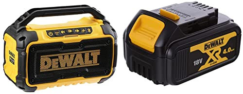 DCR011 Bluetooth® Speaker 10.8-54V Li-ion Bare Unit & DCB182-XJ 18V XR Lithium-Ion Battery, Black/Yellow, 4.0Ah