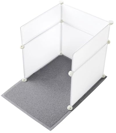MEEXPAWS Katzentoilette mit Spritzschutz, Spritzschutz Katzenklo, groß, L 48 x B 48 x H 50 cm, Katzentoilette leicht zu reinigen, Spritzschutz Wand, Weiß