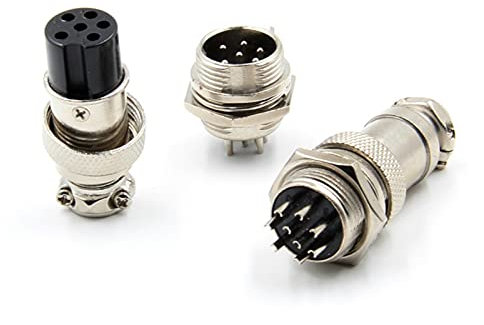 EZZON 5set GX12 2/3/4/5/6/7 Pin Male Female 12mm Circular Aviation Socket Plug Wire Panel Connector Metal M12 Aviation Connector 10pcs (Size : 6P)