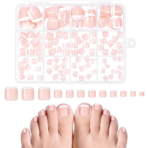 Kiiwah 120pcs False Toenail Set, Full Cover Fake Toe Nails, Acrylic Toenals for Girls Nail Salon, Nail Art DIY - 12 Sizes