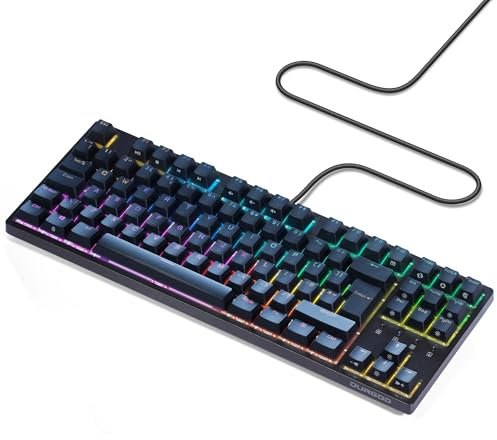 DURGOD Taurus K320 RGB TKL Clavier mécanique | 88 touches Tenkeyless | Filaire USB C | Touches PBT Doubleshot | Windows et Mac | Disposition ISO UK (Nebula RGB, Cherry Silent Red)