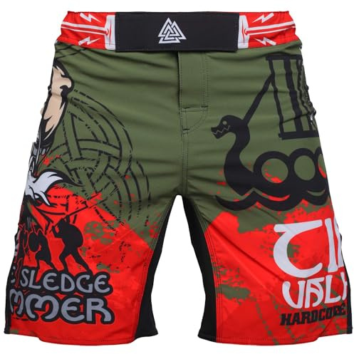 Hardcore träning fight shorts korta byxor män MMA BJJ gravyr fitness boxning muay thai No Gi, Flerfärgad grön, 5XL