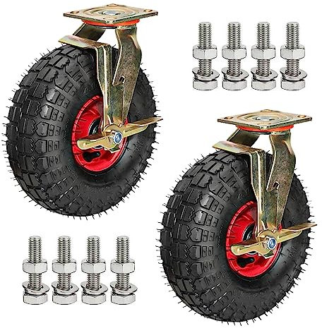 WORDFUN 2 Ruedas Pivotantes con Freno, Ruedas De Goma para Cargas Pesadas, Ruedas De Transporte, Ruedas para Muebles Silenciosa, Ruedas Industriales, para Carros, Bases para Macetas