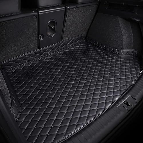 HYRAM Auto Leder Kofferraummatten füR Cupra Formentor 2020-2023, Kofferraumwanne StrapazierfäHigen Antirutsch Hohe Seit Kantenschutz Boot Liner Tray ZubehöR,A/Black