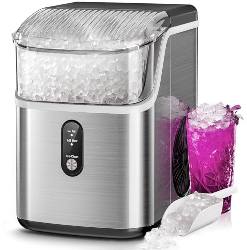 Kismile Nugget Ice Maker - Pebble Ice Machine with Chewable Ice, 35lbs/Day, One-Click Operation, Self-Cleaning