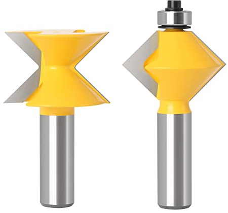 Set mit Fräsern für Schienen und Stangen, 2 Stück, 12 mm, 1/2 Zoll Shank 90 Grad V, Design Tingue, Groove Edge Banding Router Bit Set Spleißen Platte (Size : 12,7 mm Shank) (Size : 12 mm Shank)