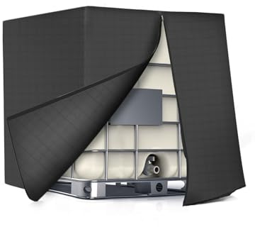 QWORK® Copertura protettiva IBC, antigelo, per serbatoio IBC da 1000 litri, 120 * 100 * 116 cm, nera, mantiene caldo, impermeabile