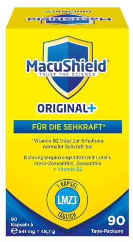 MacuShield® Original+ unterstützt die Augengesundheit, 90-Tage-Packung | Lutein, Zeaxanthin und meso-Zeaxanthin, Vitamin B2