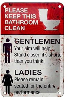 FEMER Targa in metallo con scritta Gentlemen Ladies WC Toilette, 12 x 18 cm