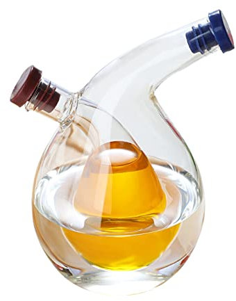 TQQEPOOL Aceitera Y Vinagrera 2 En 1 con Tapón Corcho,Dosificador Aceite Y Vinagre para Cocina con Doble Vertedor (Color : Clear, Size : 15 * 5.5cm)