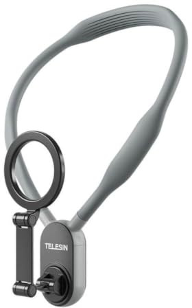 TELESIN Magnetic Neck Mount for Phones, POV/Vlog Selfie Mount Hand Free Phone Neck Holder Chest Stand Strap Video Recording for iPhone 15 14 13 12 Series Android Phones (Grey)