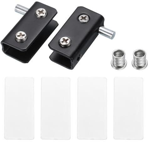 QUARKZMAN 4 Paar Verstellbare Glas Tür Scharniere Klemme Schwarz 40x10x20mm | Schrank Glas Tür Drehgelenk Scharnier Clip, Edelstahl Stahl, für 5-8mm Dicke Glas