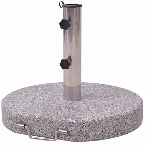 CLALER Rund Sonnenschirmständer 30kg, polierter Granit Schirmständer, Sonnenschirm Schirmfuß mit Griff und Rollen, Grau