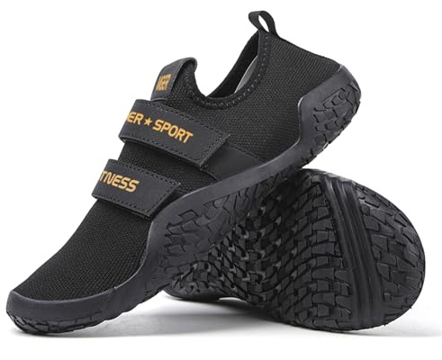 ZHENSI Chaussures De Soulevé De Terre, Chaussures D'haltérophilie Squat Hommes Et Femmes Chaussures D'entraînement Croisé Pieds Nus pour Salle De Sport en Salle,Noir,42 EU