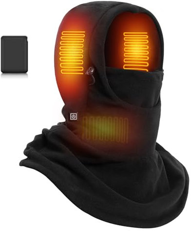 Foiueyga Battery Heated Balaclava for Men and Women - Thick Polar Fleece Heated Face Ski Mask for Cold Weather Winter Outdoor