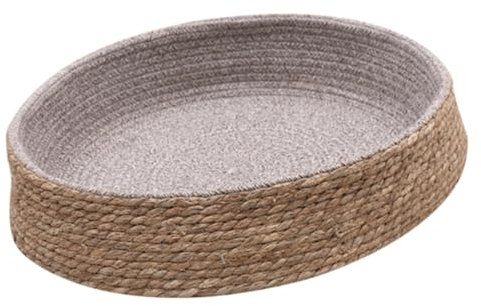 BESPORTBLE Small Rattan Woven Pet Bed Round Puppy House Comfortable Cat Sleeping Nest Home Pet Resting Cushion Light Brown