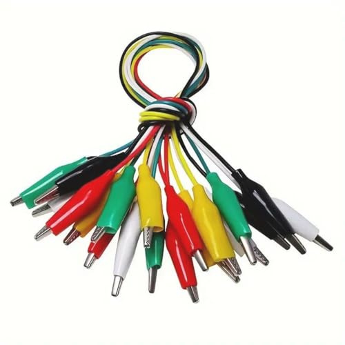 Pinces crocodiles avec câbles, Lot de 10 câbles d'essai avec pinces crocodiles - Câble de mesure double extrémité (50 cm)