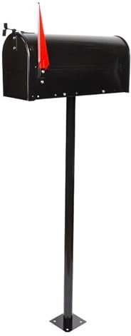 zxhrybh Briefkasten für den Außenbereich, Architektonischer Briefkästen, Postkasten aus Verzinktem Stahl zur Pfostenmontage, für Außenbereich, Garten, Rasen, Party(Black)