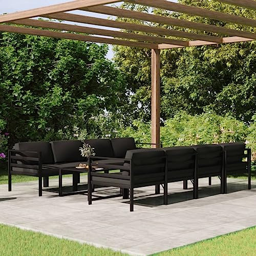KATERYY 9-TLG. Garten-Lounge-Set mit Kissen Aluminium Anthrazit,Elegantes Aluminium LoungeSet für Gemütlichkeit im Außenbereich